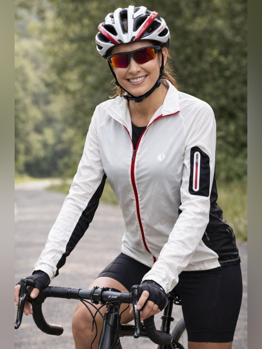Pearl Izumi Wind Barrier Cycling Jacket Womens Light Weight White Black Red